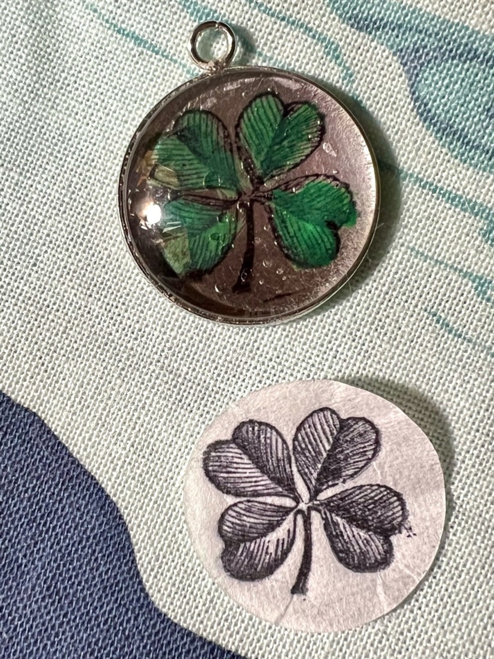 Shamrock Four Leaf Clover Lucky Charm 1 inch Steel Pendant - People and Pets